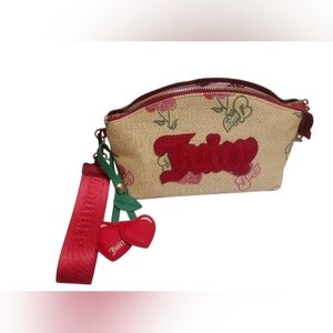 Juicy Couture Cherry Clutch Wristlet Raffia Straw Bag